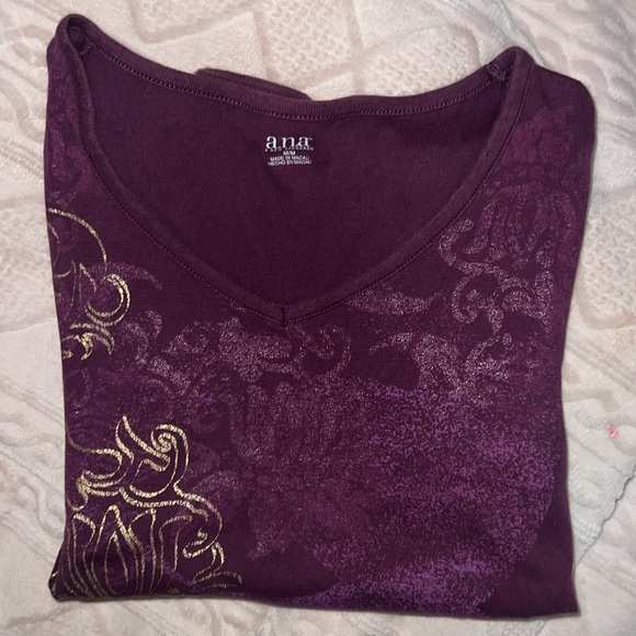 a.n.a Deep Purple V-Neck Top with Gold Accents - Picture 5 of 5